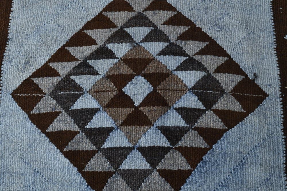 Kilim 79x316 cm, niebieski, wełna, lata 80. - 215496