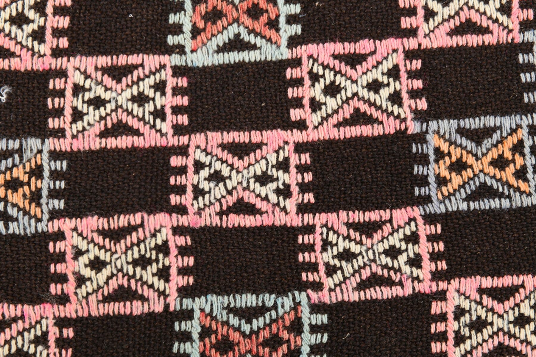 Kilim 144x258 cm, różowy, niebieski, wełna, Turcja, lata 60. - 219412