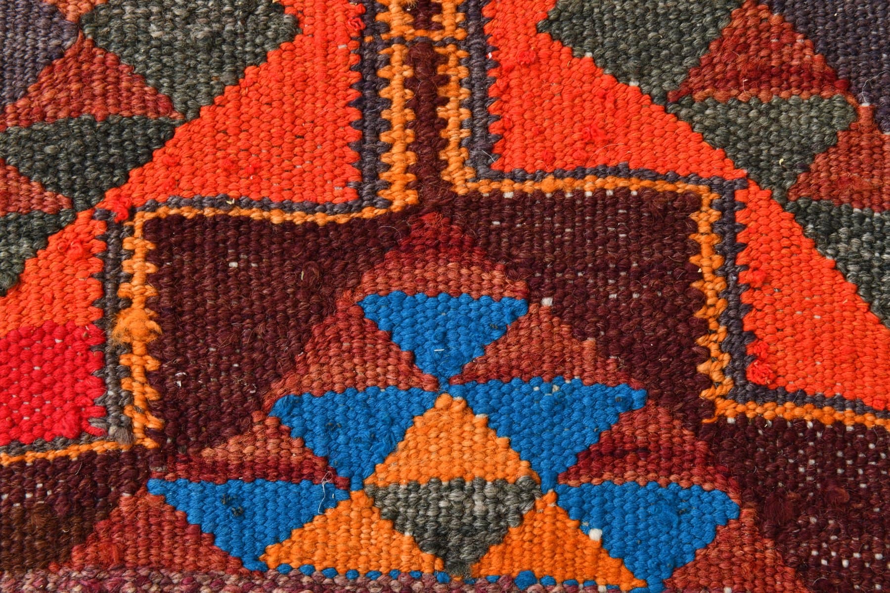 Kilim 309x95 cm, brązowy, karmazynowy, wełna, Turcja, lata 60. - 219363