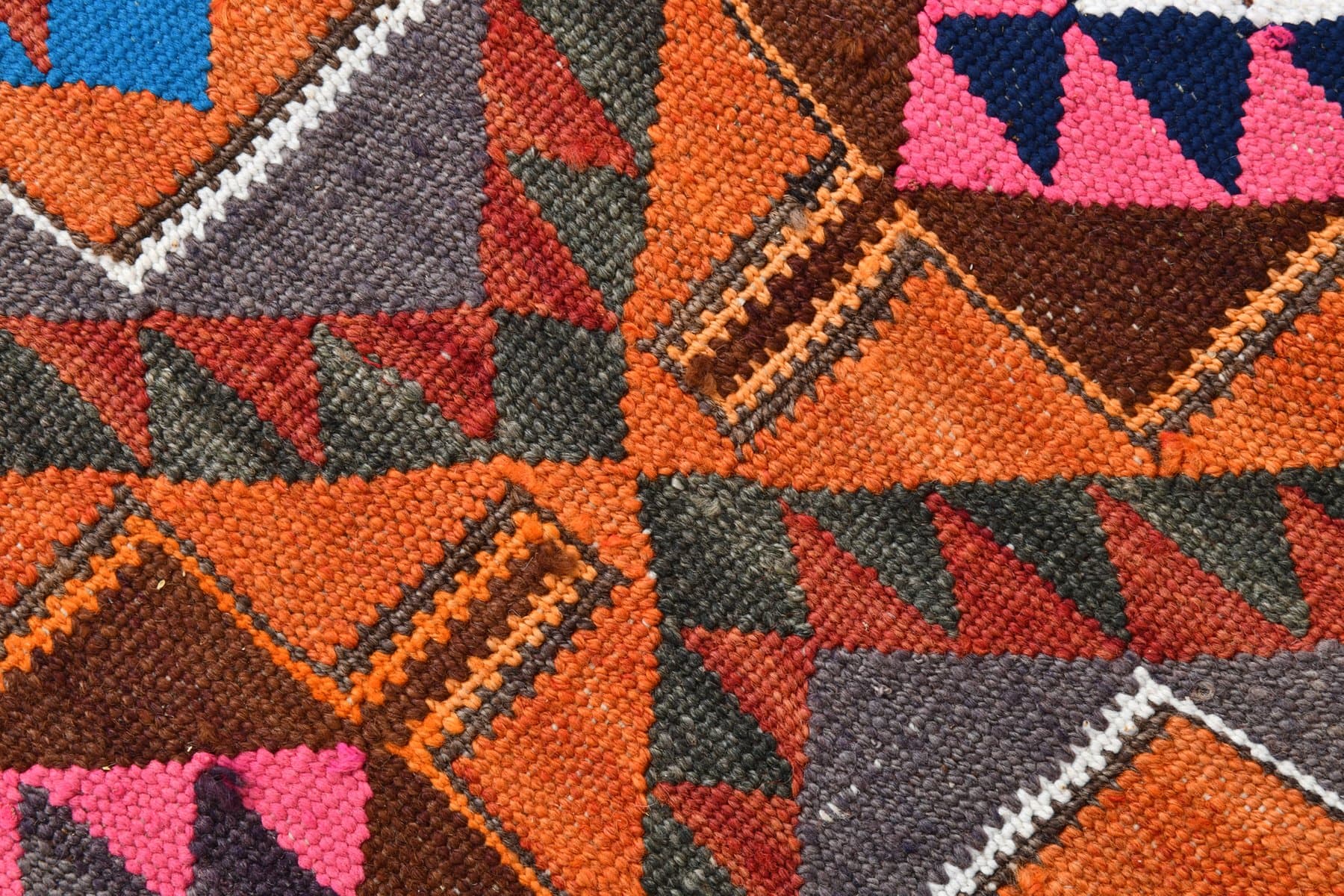 Kilim 309x95 cm, brązowy, karmazynowy, wełna, Turcja, lata 60. - 219362