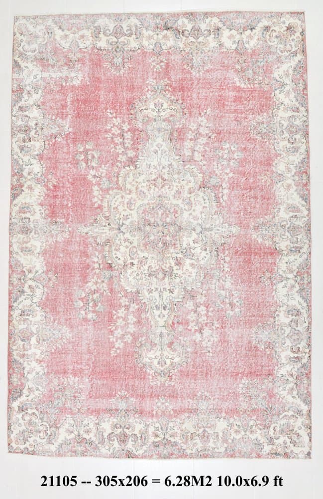 Rug 305x206 cm, pink, wool, Turkey, 1970s. - 219304