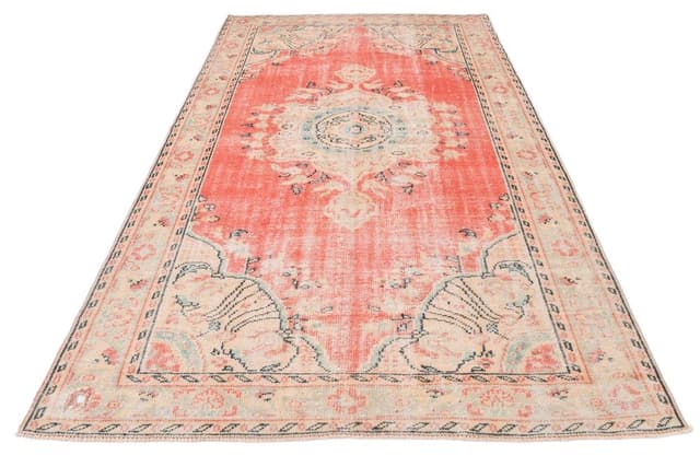 Rug 190x298 cm, beige, pink, wool, Turkey, 1970s. - DIMENSION