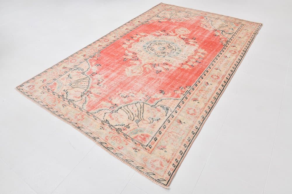 Rug 190x298 cm, beige, pink, wool, Turkey, 1970s. - 219267