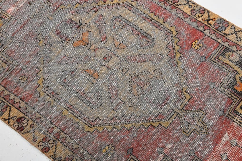 Dywan 179x100 cm, różowy, beżowy, wełna, Turcja, lata 60. - 219169