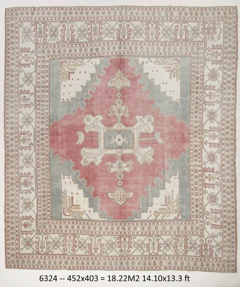 Dywan Oushak 452x403 cm, beżowy, wełna, Turcja, lata 60. - 219122