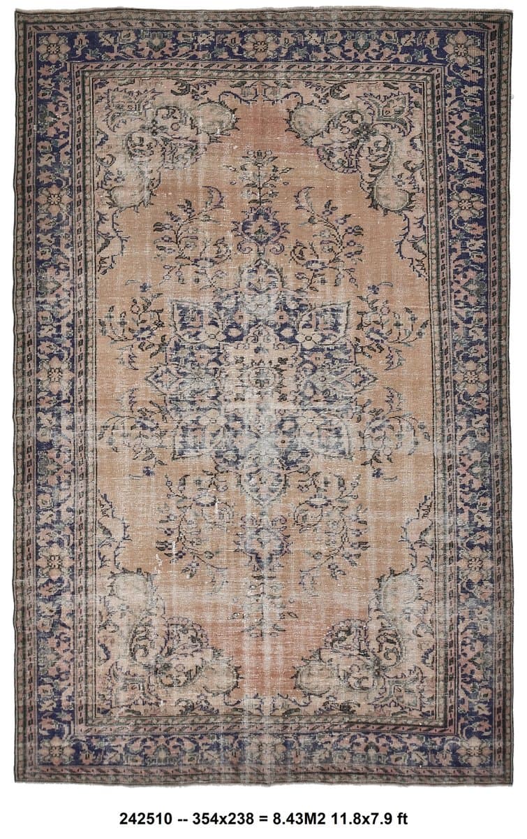 Rug 238x354 cm, brown, wool, Turkey, 1960s - 219070
