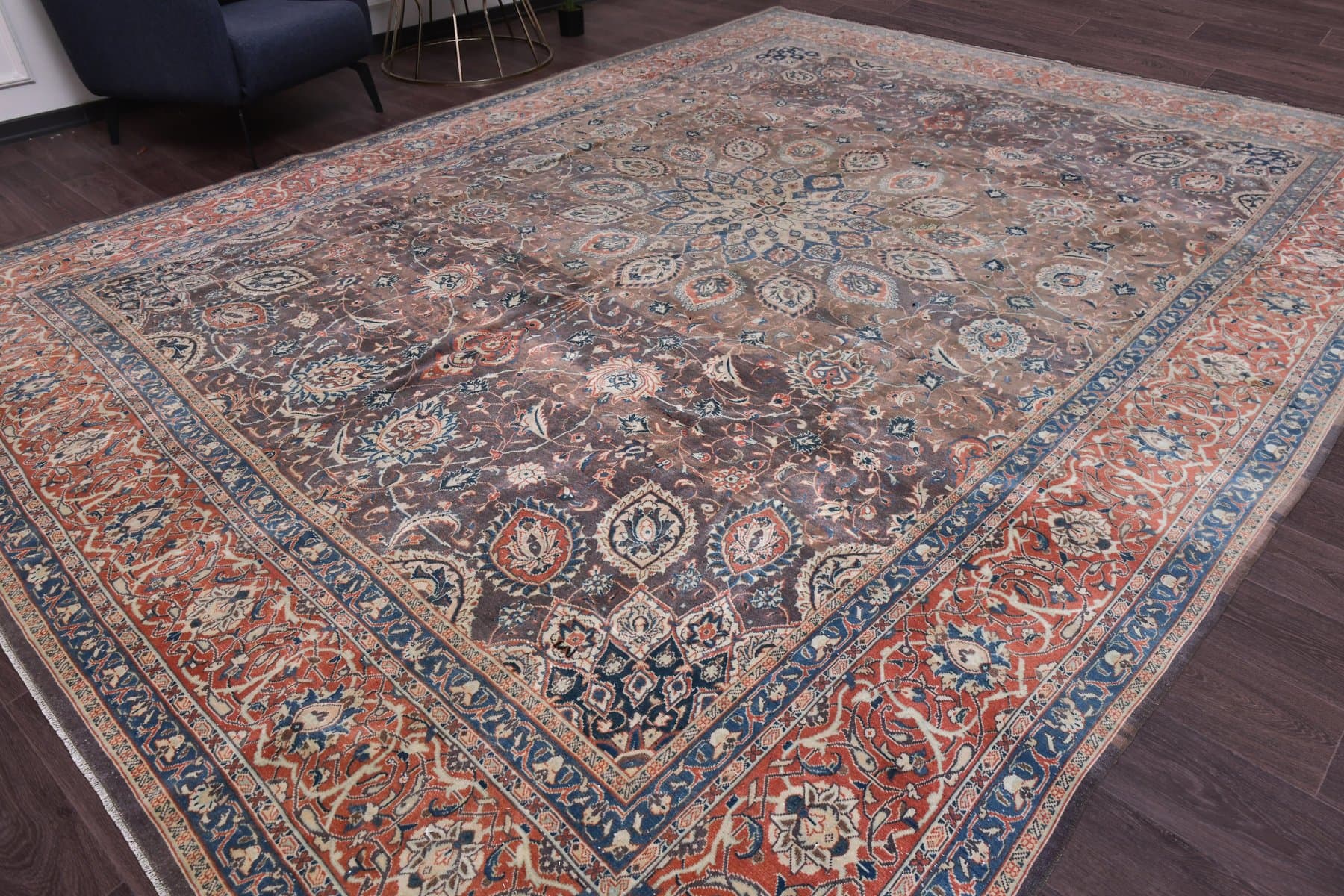 Dywan 413x309 cm, czerwony, wełna, Turcja, lata 60. - 219048