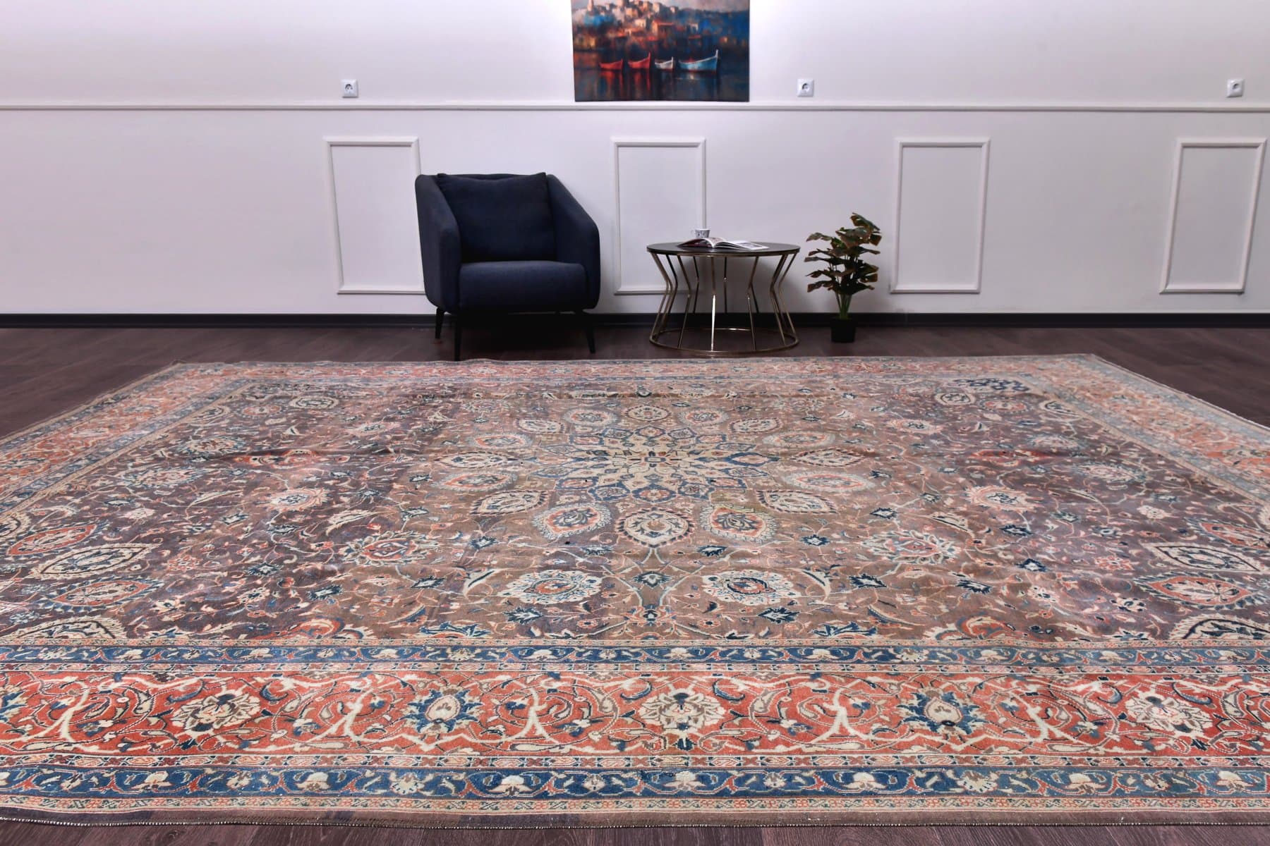 Dywan 413x309 cm, czerwony, wełna, Turcja, lata 60. - 219046