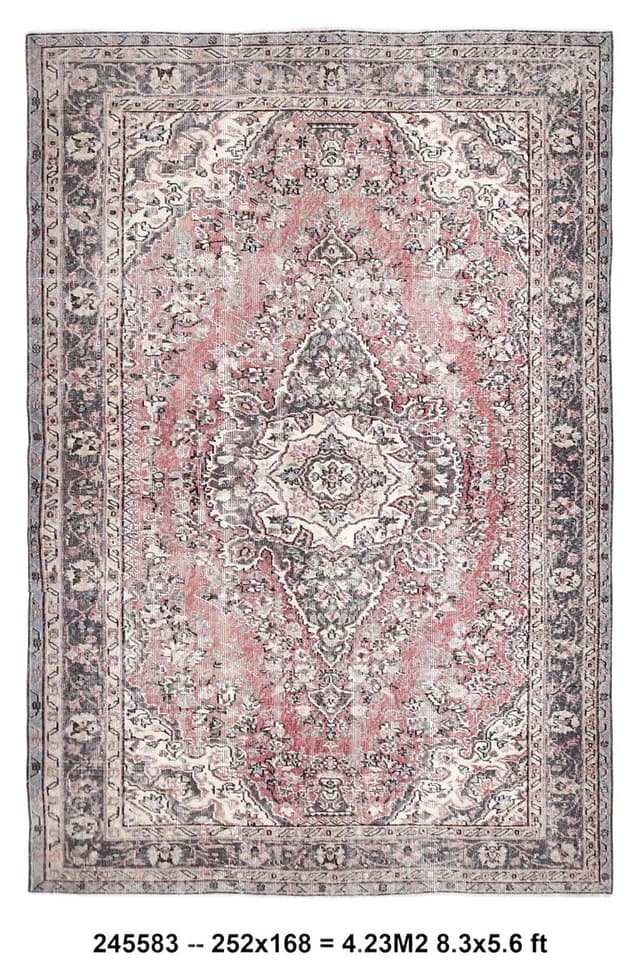 Dywan 252x168 cm, czerwony, wełna, Turcja, lata 60. - WYMIARY