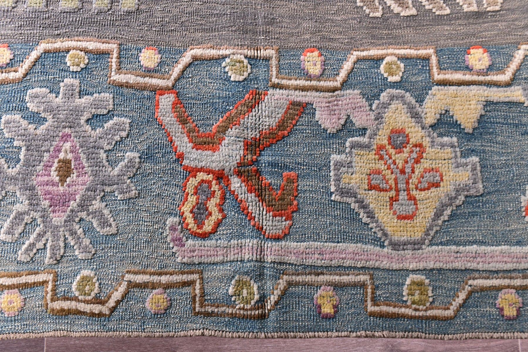 Dywan Oushak 423x321 cm, niebieski, wełna, Turcja, lata 70. - 218897