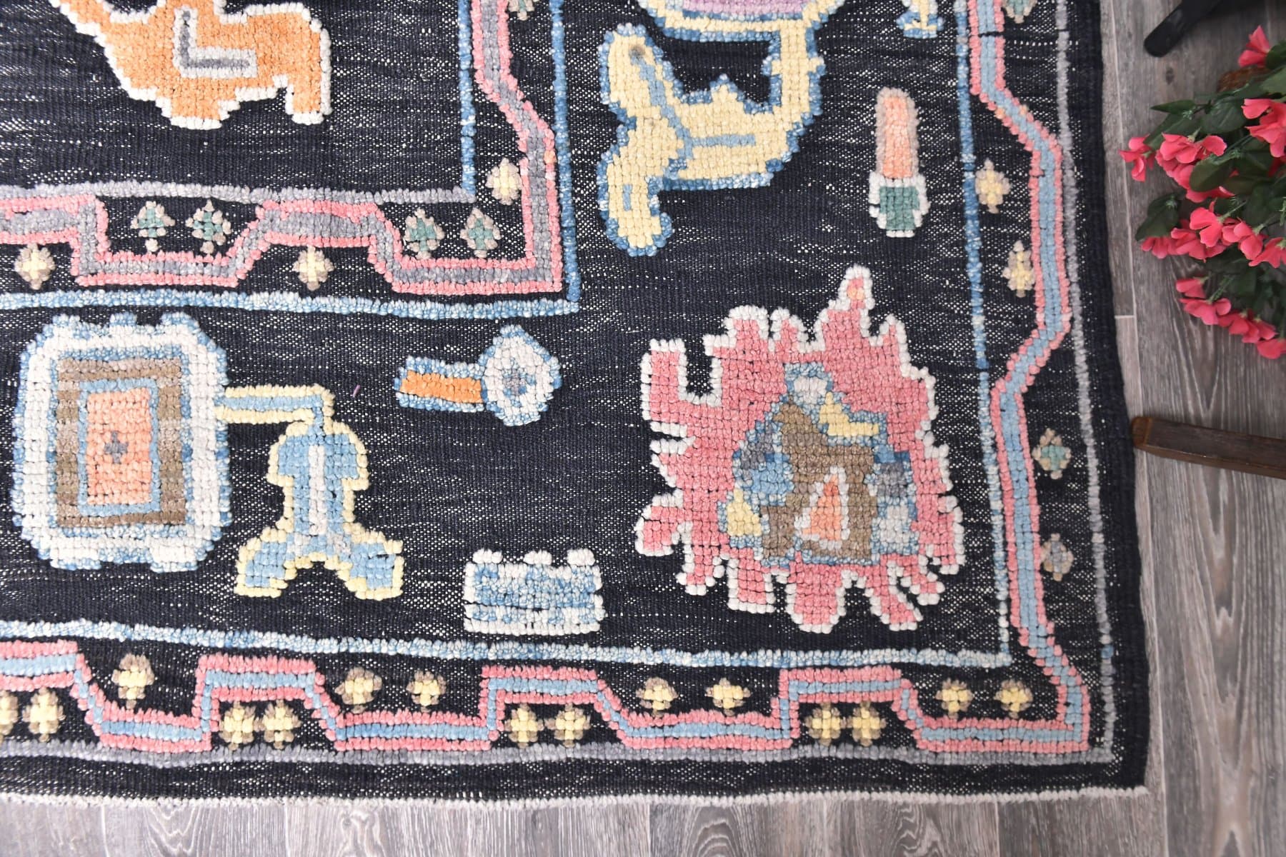 Dywan 425x330 cm, granatowy, wełna, Turcja, lata 70. - 218875