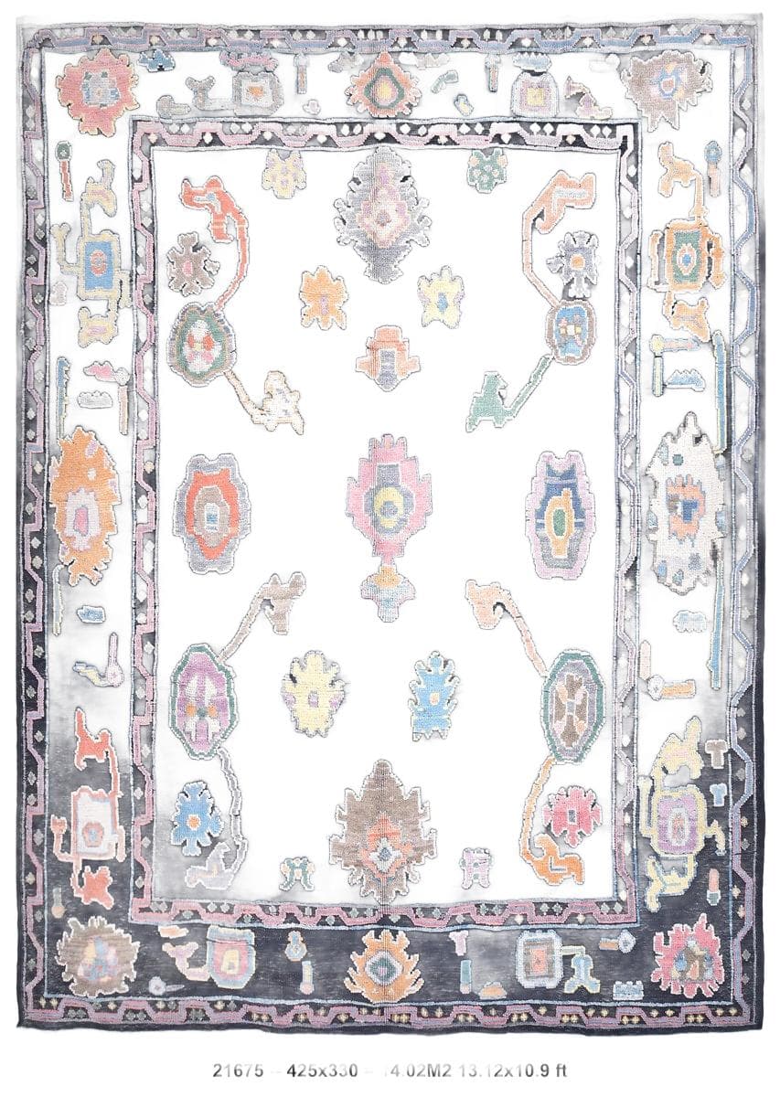 Dywan 425x330 cm, granatowy, wełna, Turcja, lata 70.