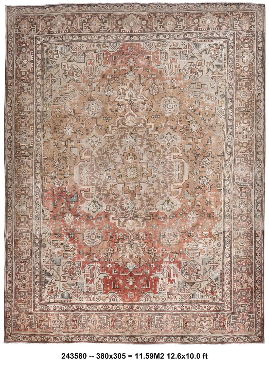 Dywan 380x305 cm, czerwony, wełna, Turcja, lata 70. - 218863