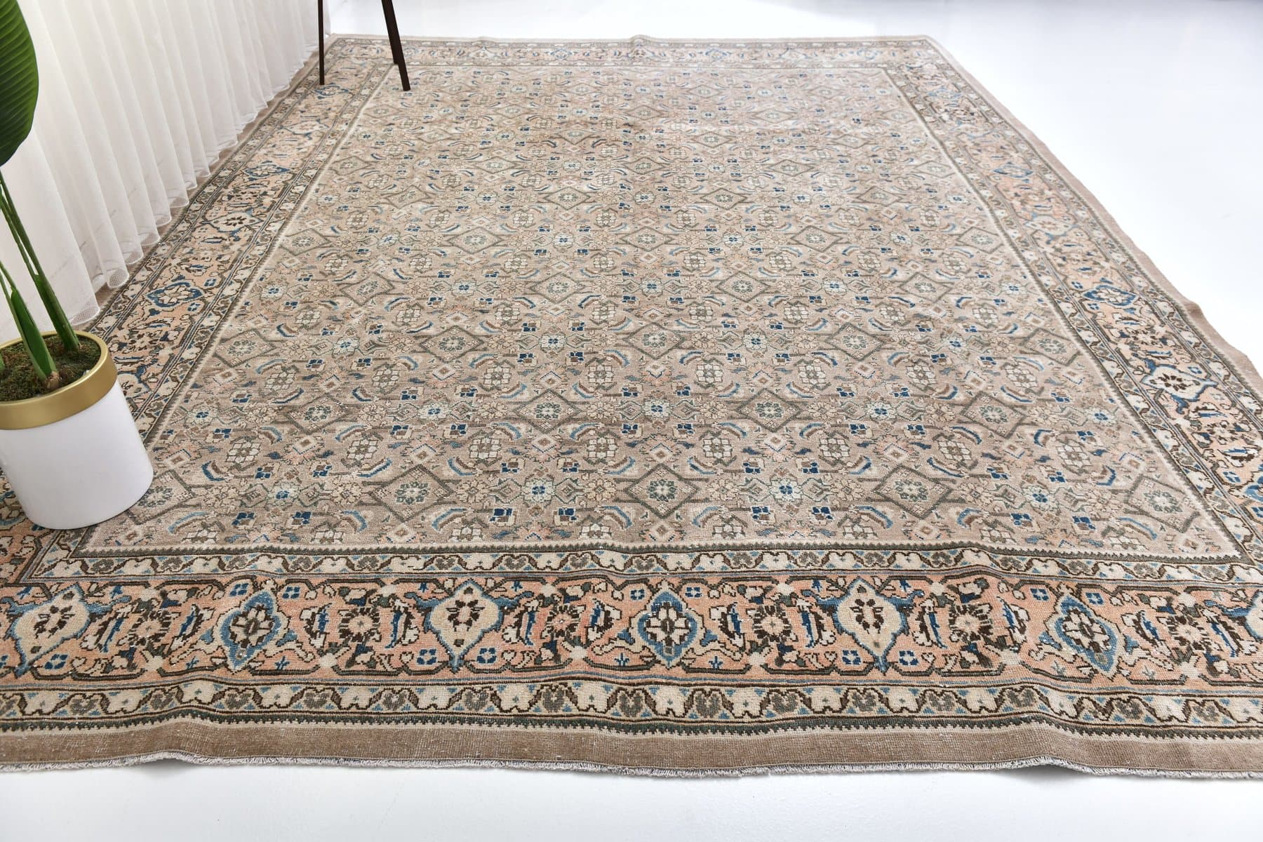 Dywan 388x303 cm, brązowy, wełna, Turcja, lata 70. - 218840