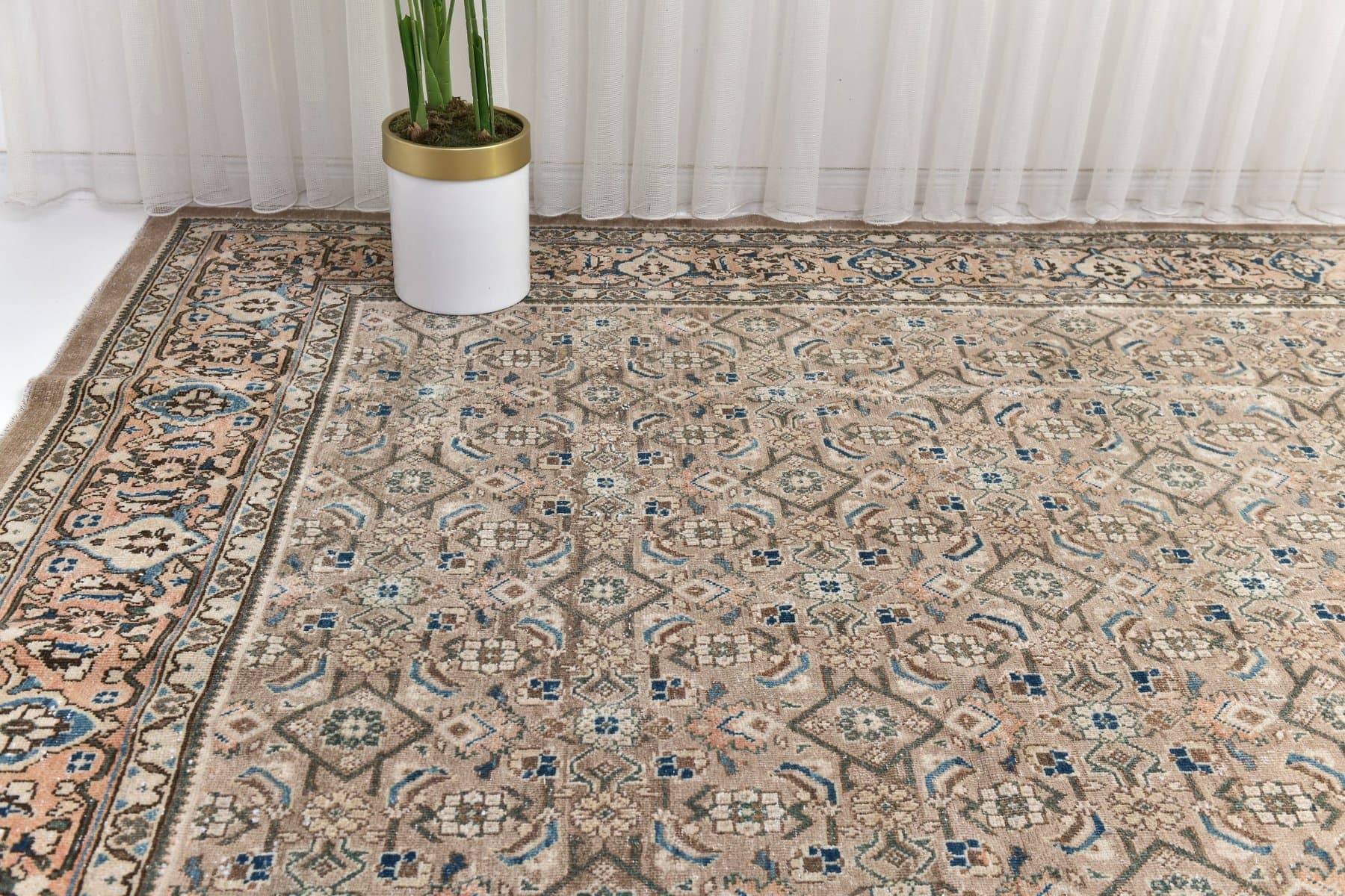 Dywan 388x303 cm, brązowy, wełna, Turcja, lata 70. - 218846