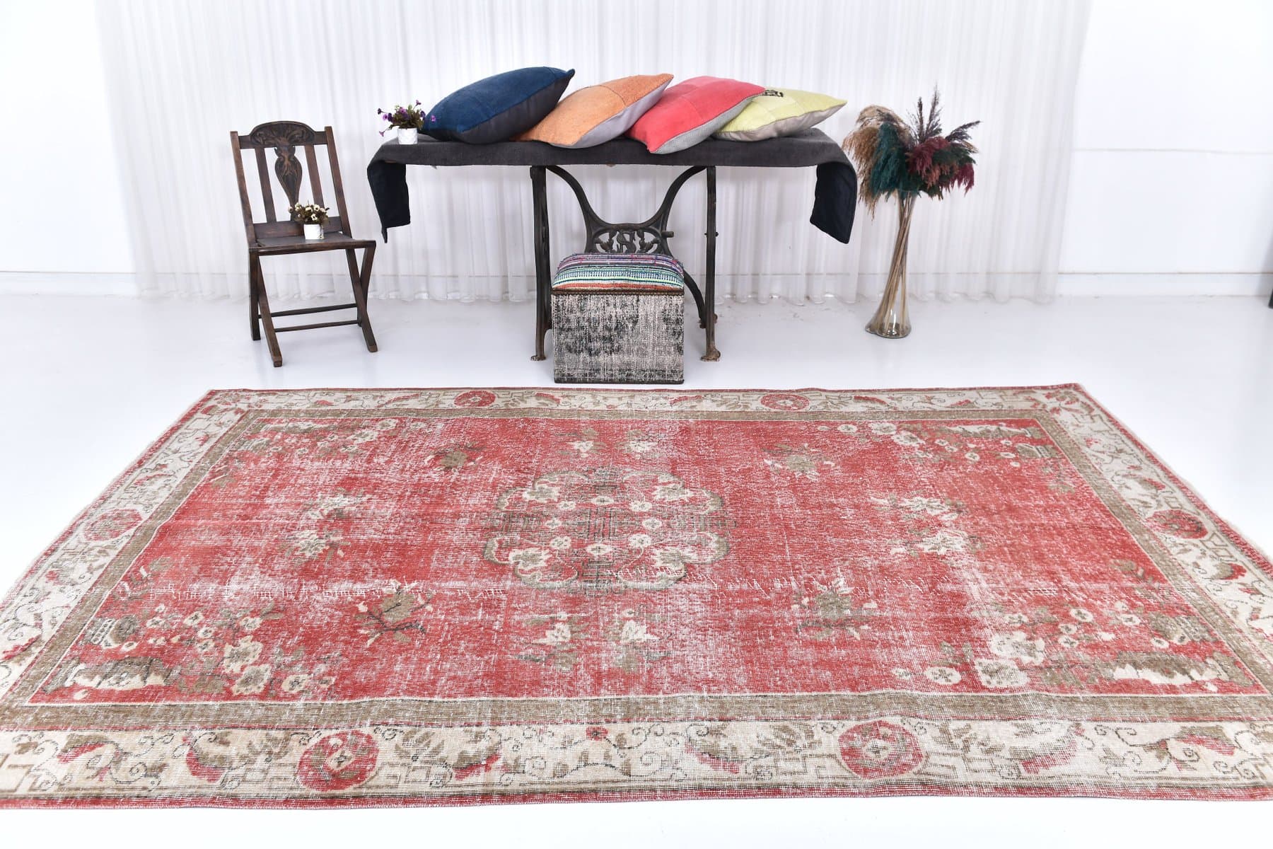 Dywan 203x309 cm, czerwony, wełna, Turcja, lata 60. - 218828