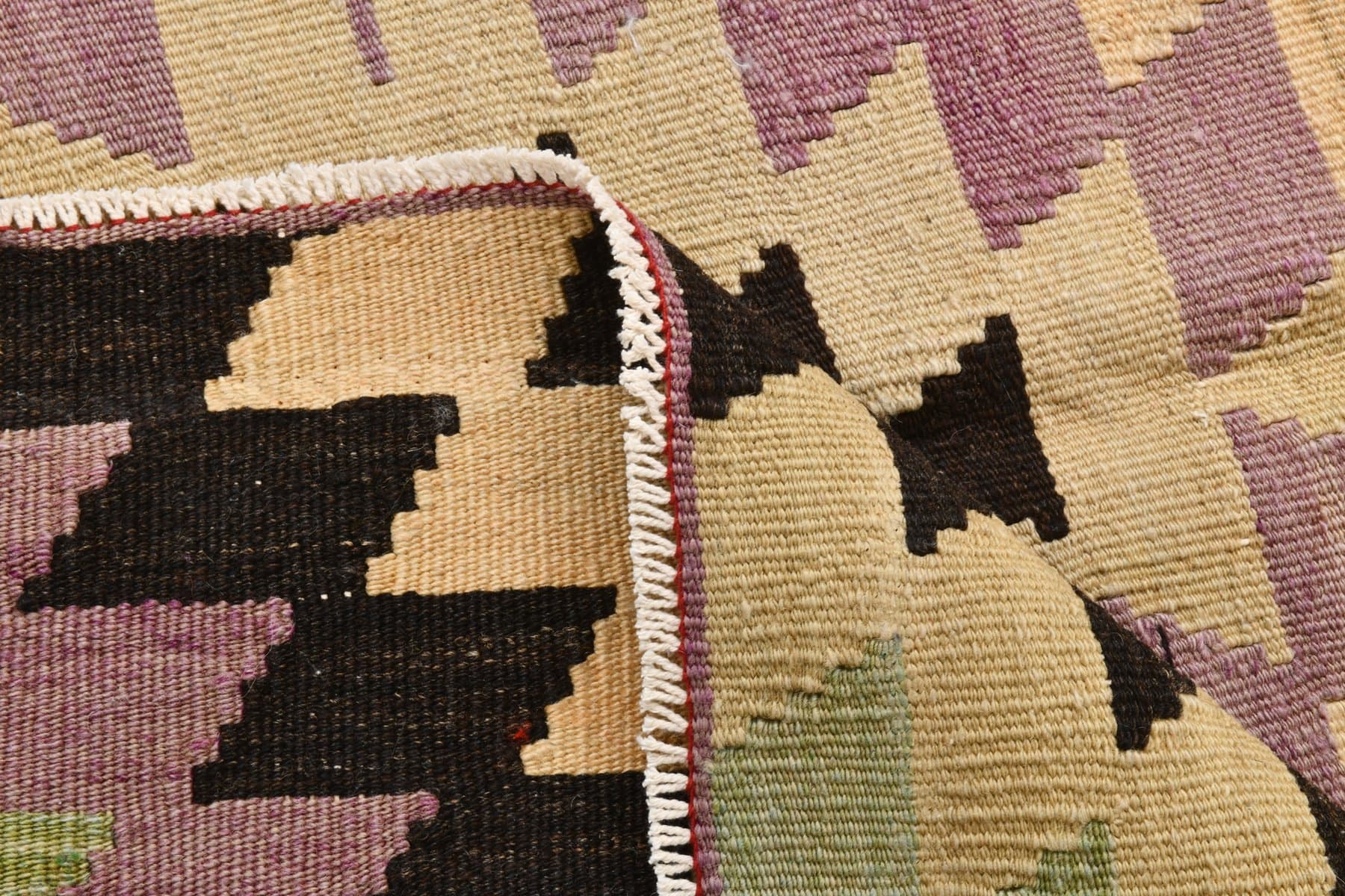 Kilim 156x330 cm, beżowy, czarny, wełna, Turcja, lata 70. - 218750