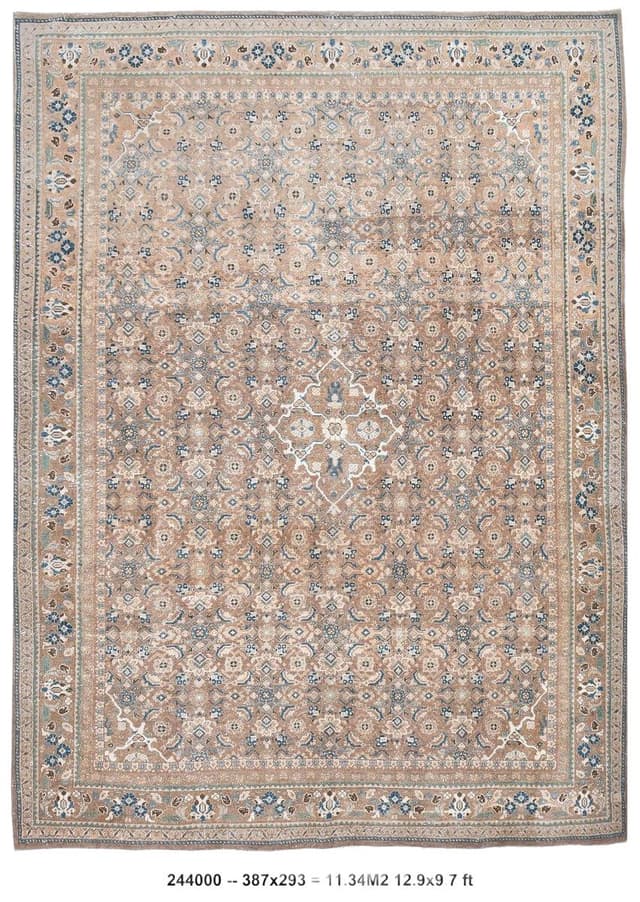 Rug 387x293 cm, beige, wool, Turkey, 1960s. - DIMENSION