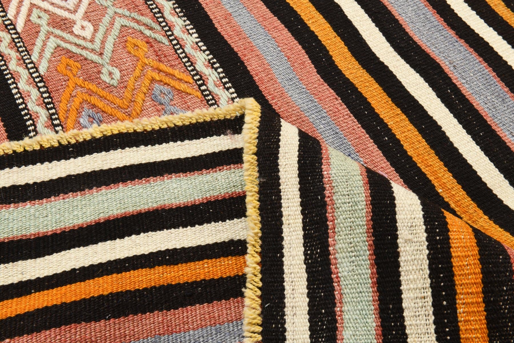 Kilim 163x242 cm, brązowy, beżowy, wełna, Turcja, lata 60. - 218706