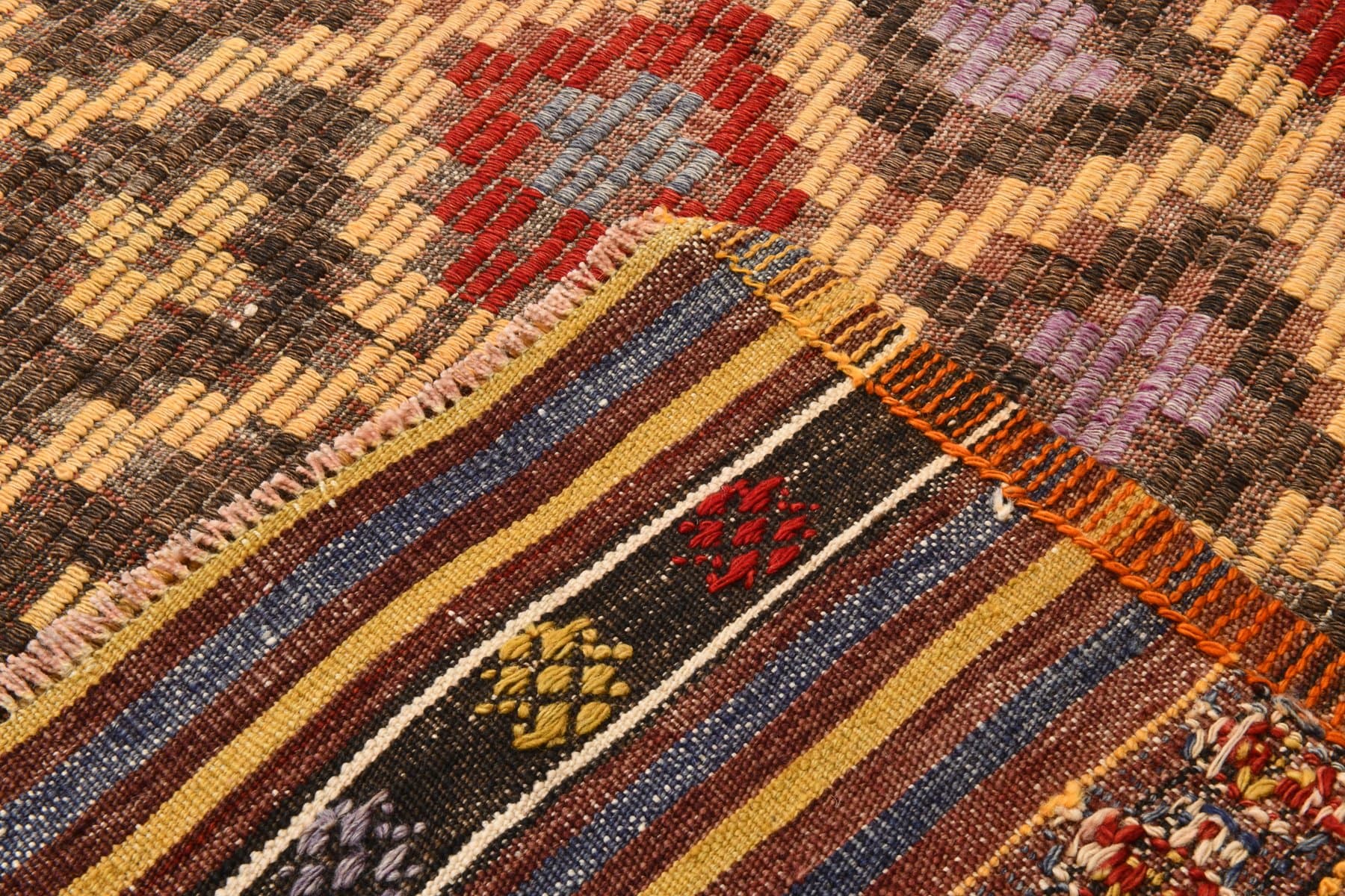 Kilim 238x150 cm, czerwony, brązowy, wełna, Turcja, lata 60. - 218651