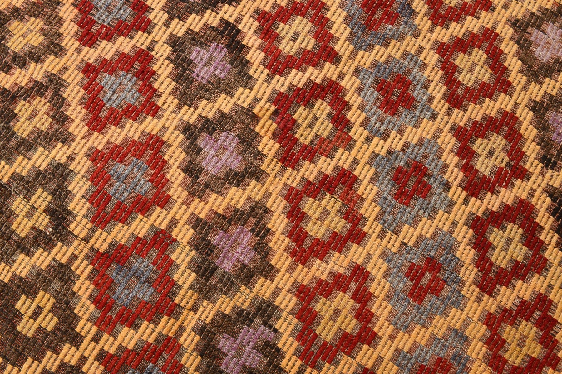 Kilim 238x150 cm, czerwony, brązowy, wełna, Turcja, lata 60. - 218655