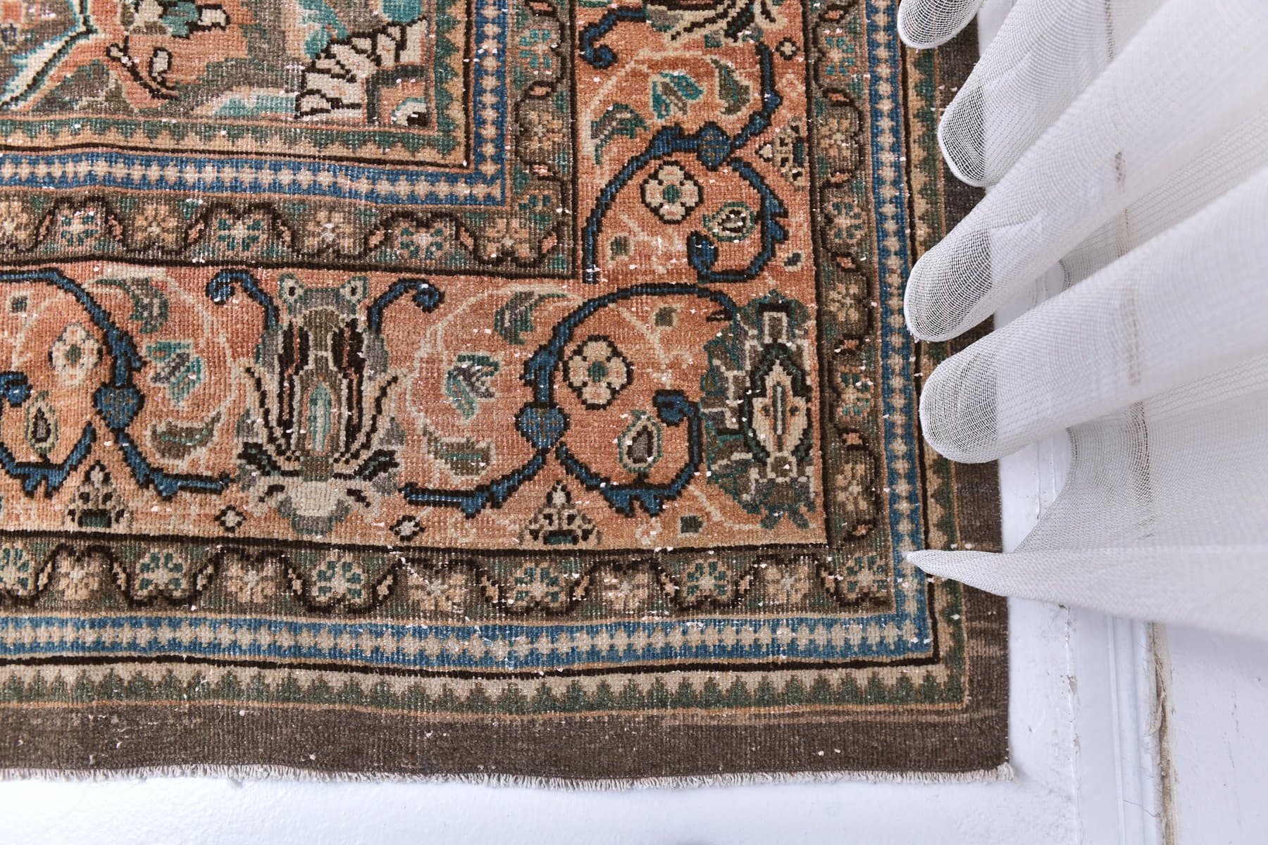 Dywan 389x296 cm, beżowy, brązowy, wełna, Turcja, lata 60. - 218644