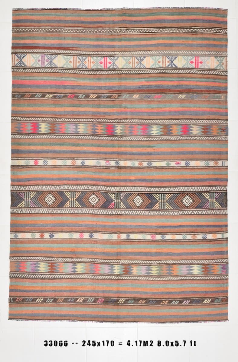 Kilim 170x245 cm, beżowy, wełna, Turcja, lata 60. - 218594