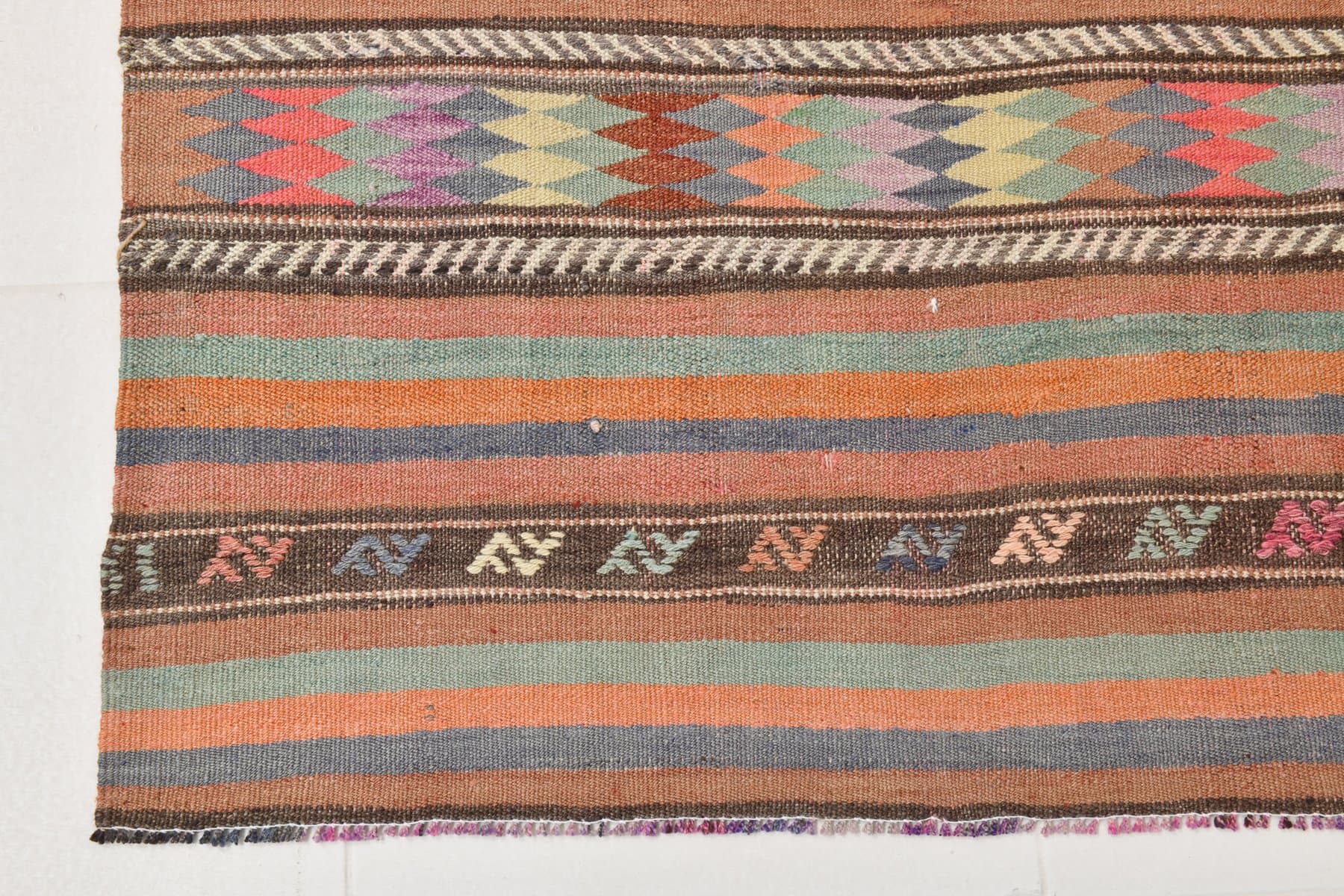 Kilim 170x245 cm, beżowy, wełna, Turcja, lata 60. - 218601