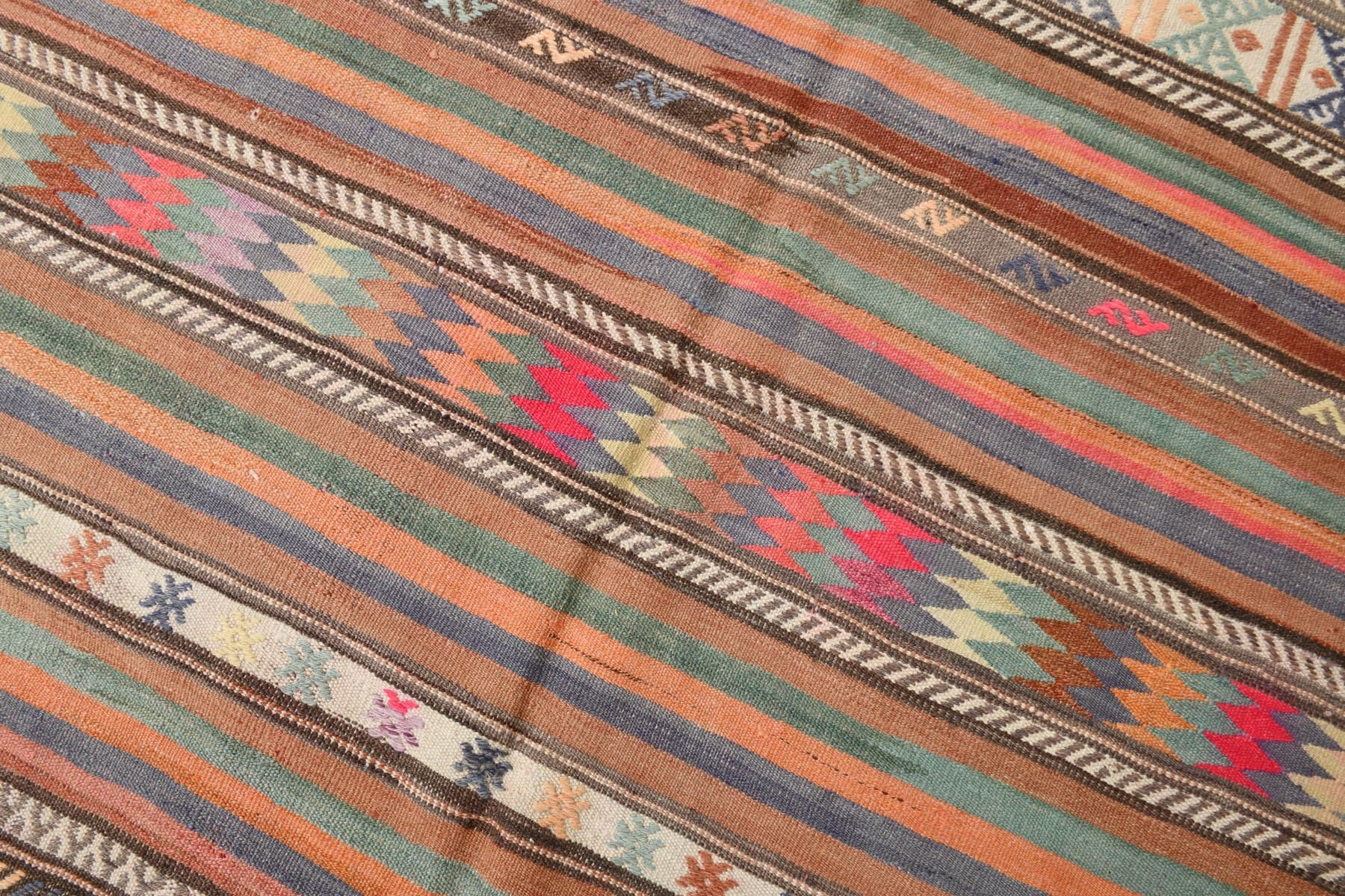 Kilim 170x245 cm, beżowy, wełna, Turcja, lata 60. - 218599