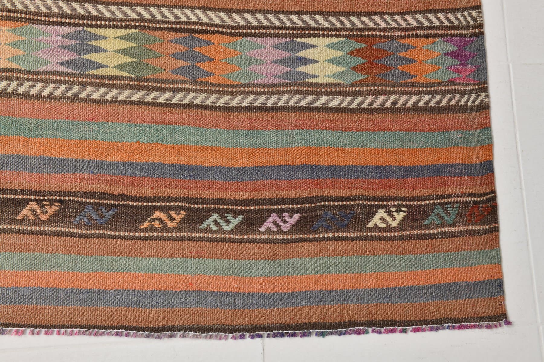 Kilim 170x245 cm, beżowy, wełna, Turcja, lata 60. - 218602