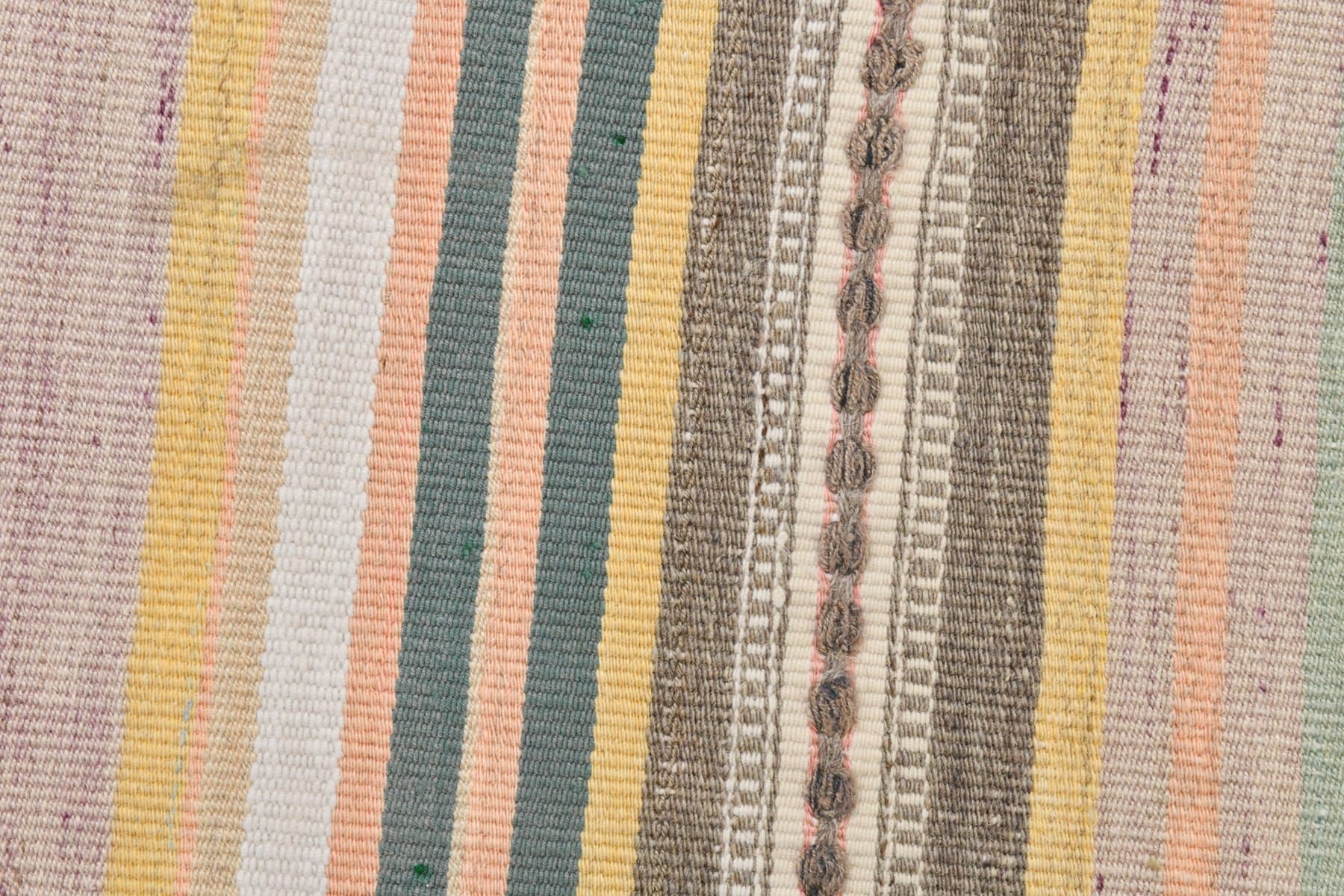Kilim 314x92 cm, żółty, różowy, wełna, Turcja, lata 60. - 218589