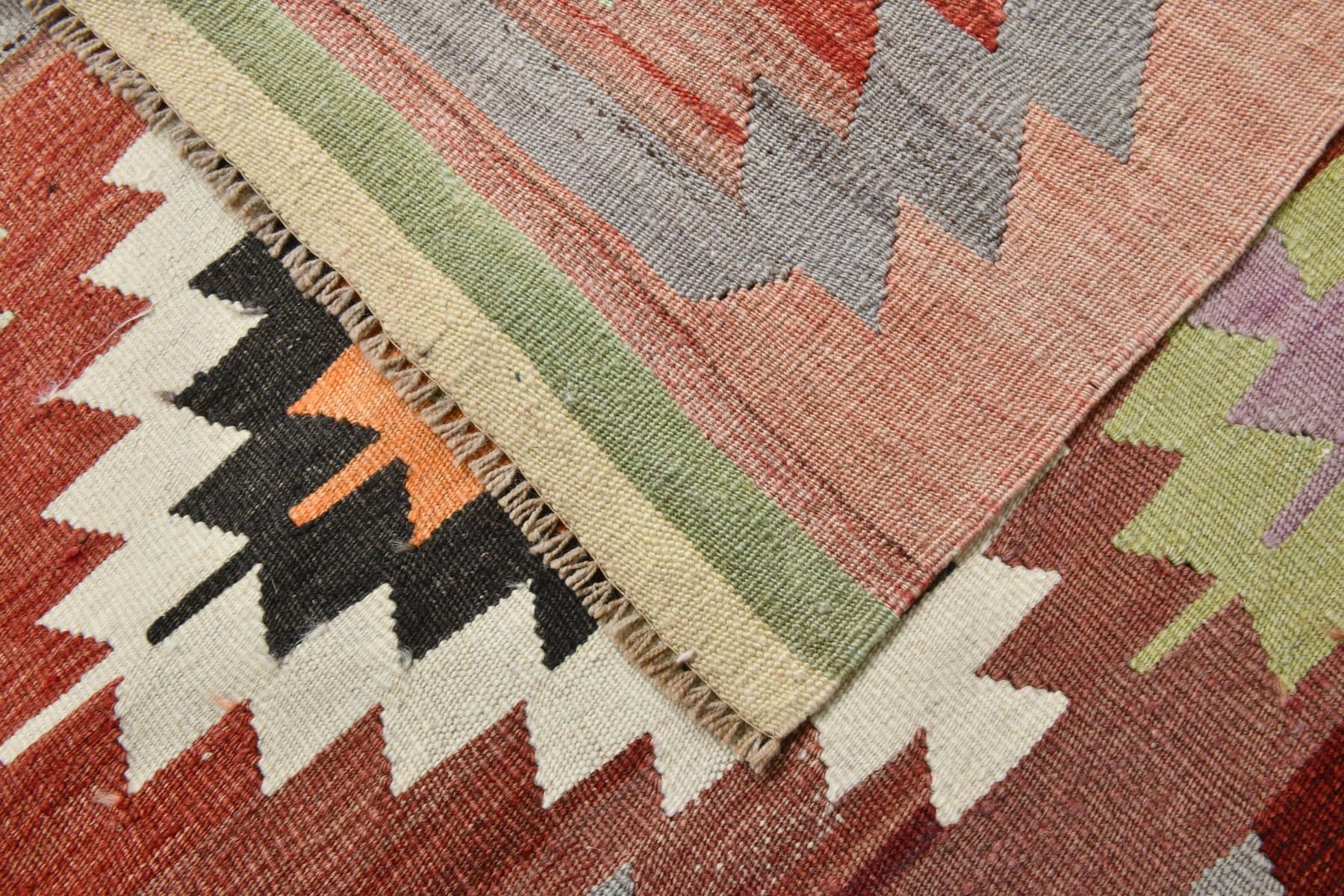 Kilim 163x295 cm, czerwony, beżowy, wełna, Turcja, lata 60. - 218573