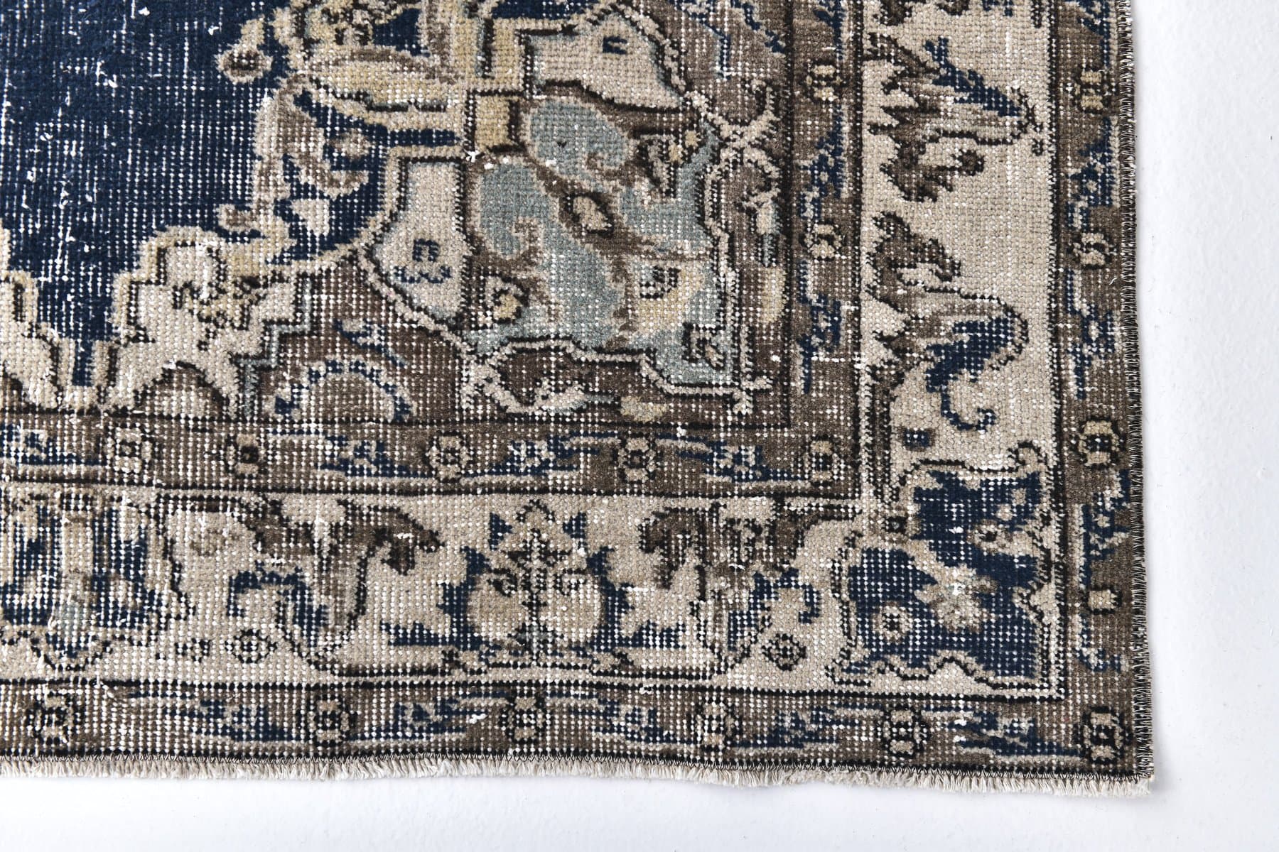 Dywan 208x118 cm, niebieski, wełna, Turcja, lata 70. - 218554