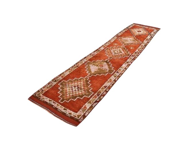 Chodnik 92x410 cm, brązowy, wełna, lata 70. - WYMIARY