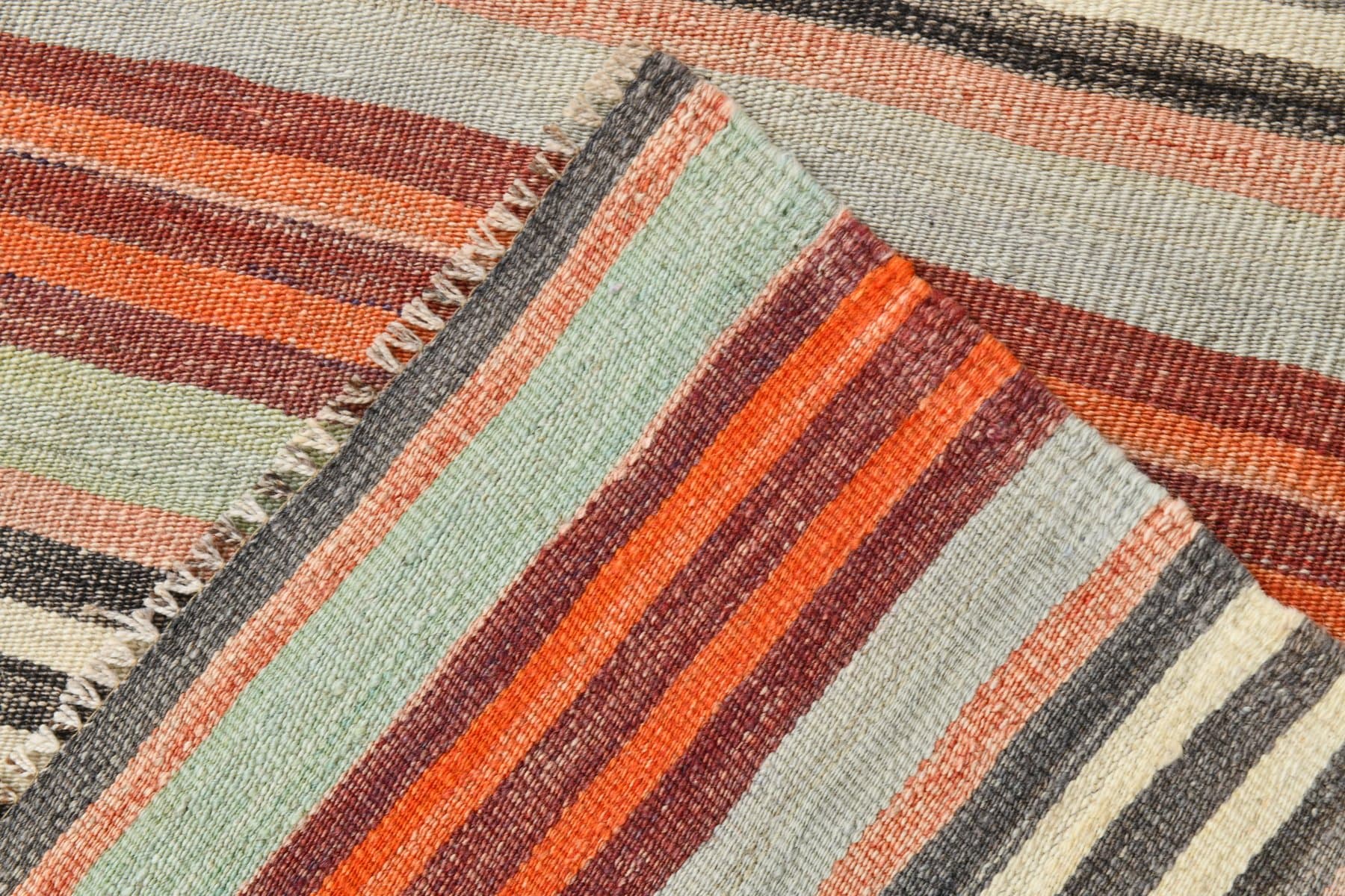 Kilim Rug 236x153 cm, orange, green, wool, Turkey, 1960s. - 218477