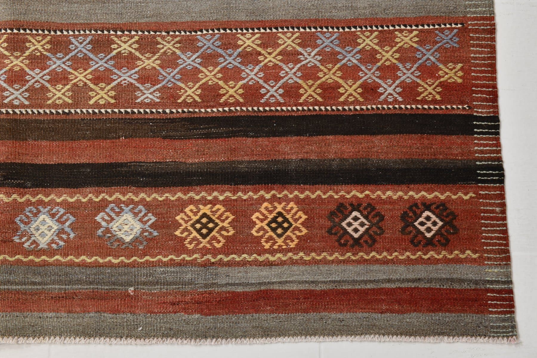 Kilim 185x393 cm, czerwony, wełna, Turcja, lata 60. - 218472