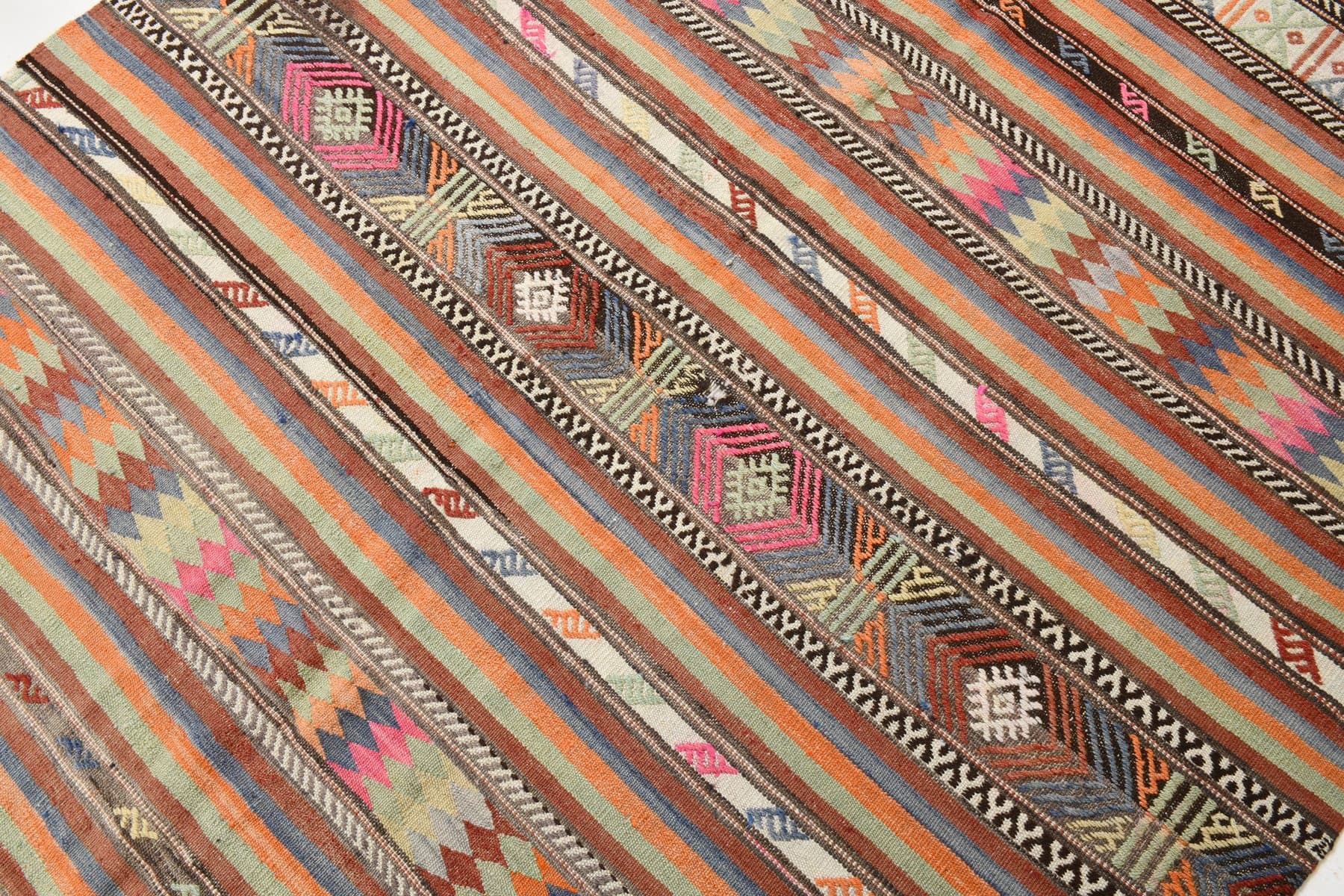 Kilim 256x176 cm, bordowy, wełna, lata 60. - 218458