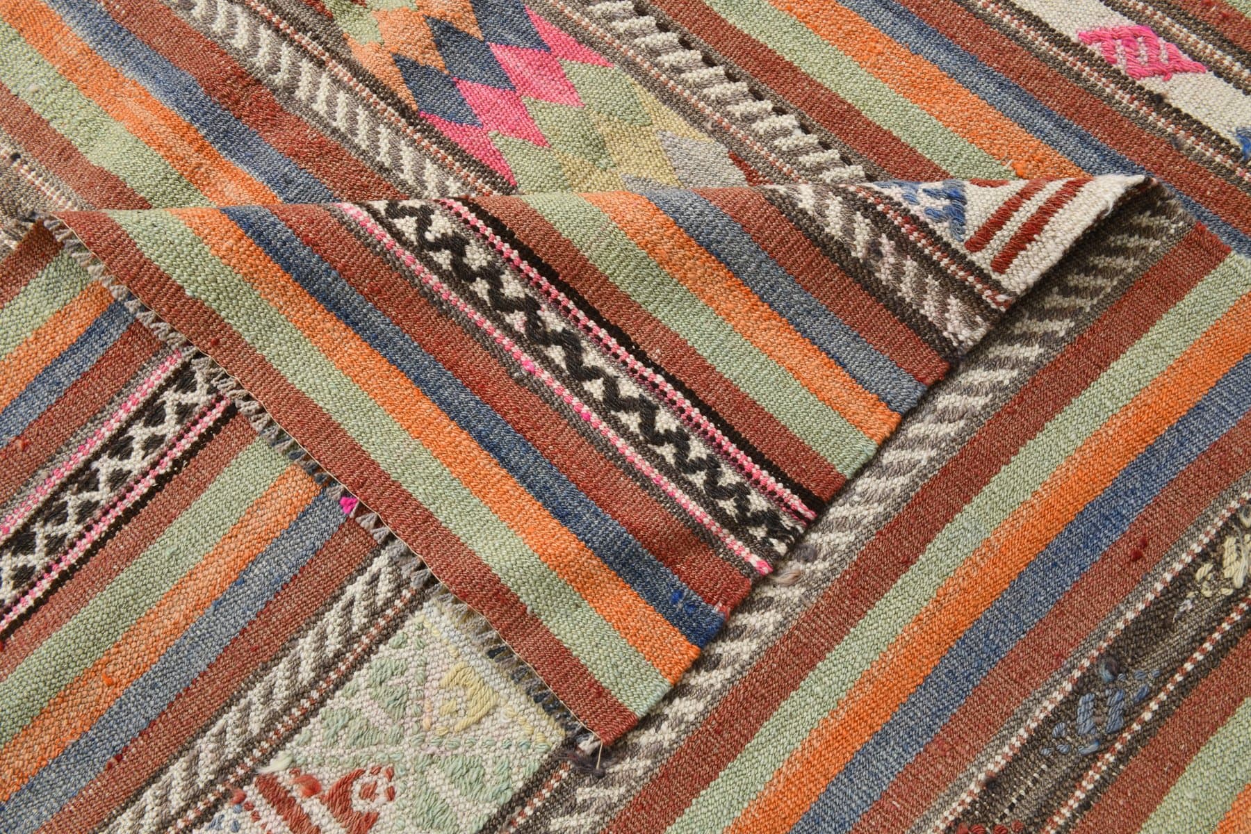 Kilim 256x176 cm, bordowy, wełna, lata 60. - 218462