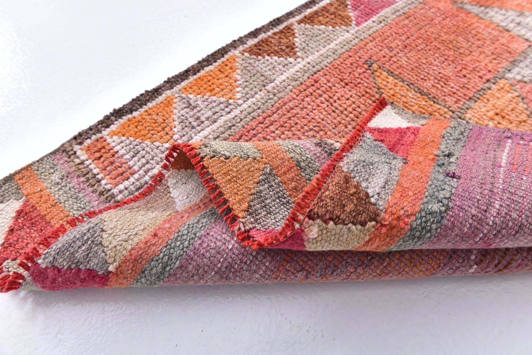 Chodnik 93x310 cm, czerwony, wełna, lata 70. - 218428