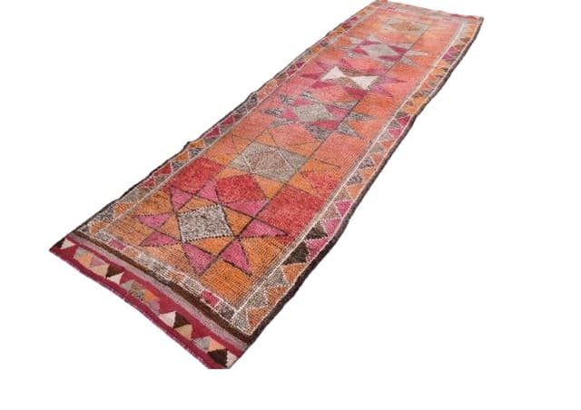 Chodnik 93x310 cm, czerwony, wełna, lata 70. - WYMIARY