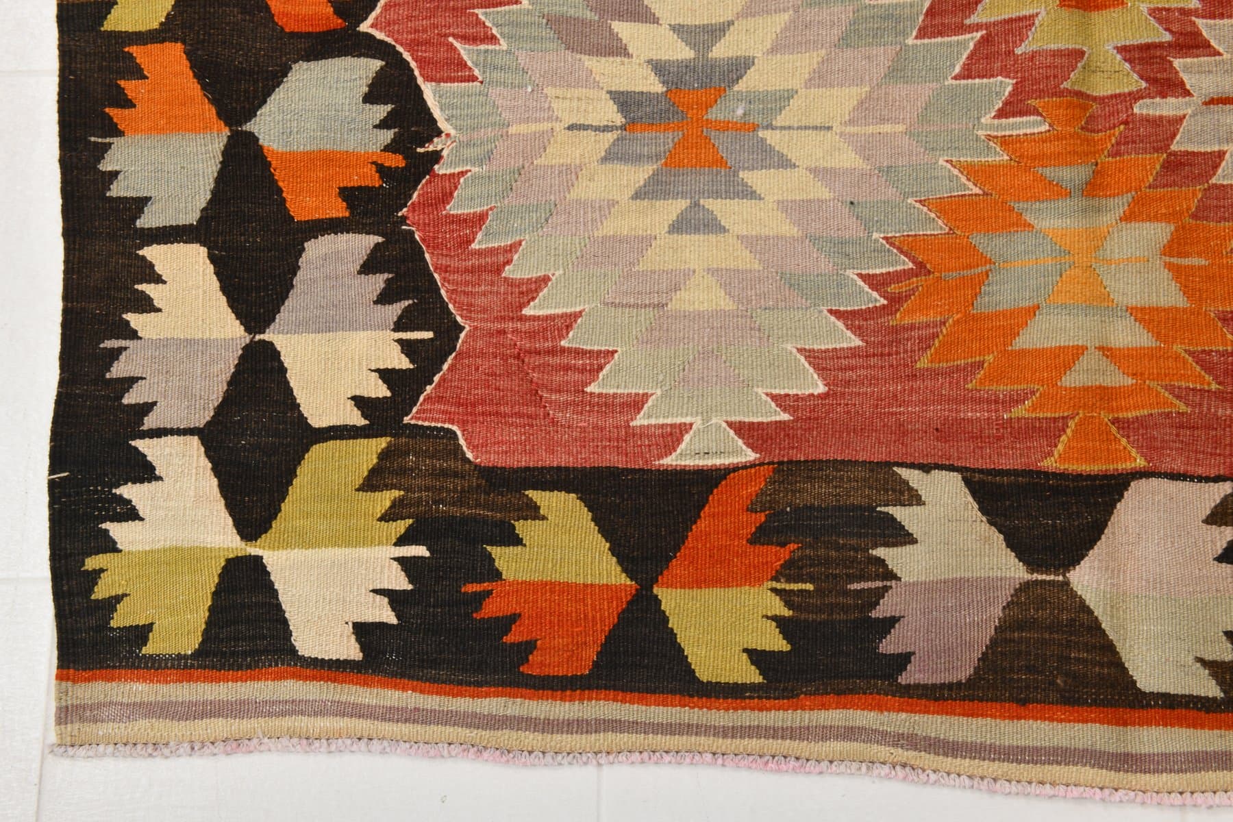 Kilim 164x274 cm, czerwony, wełna, Turcja, lata 70. - 218416