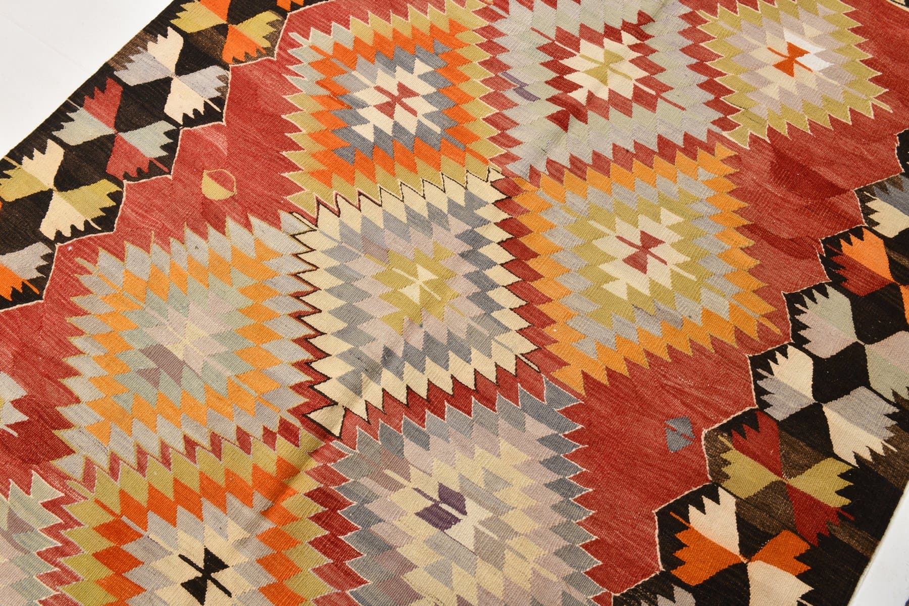 Kilim 164x274 cm, czerwony, wełna, Turcja, lata 70. - 218413