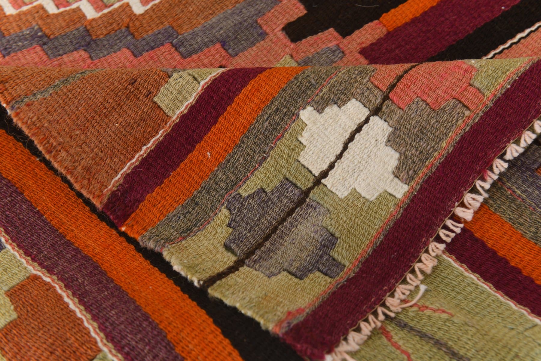 Kilim 86x427 cm, czerwony, wełna, Turcja, lata 70. - 218396