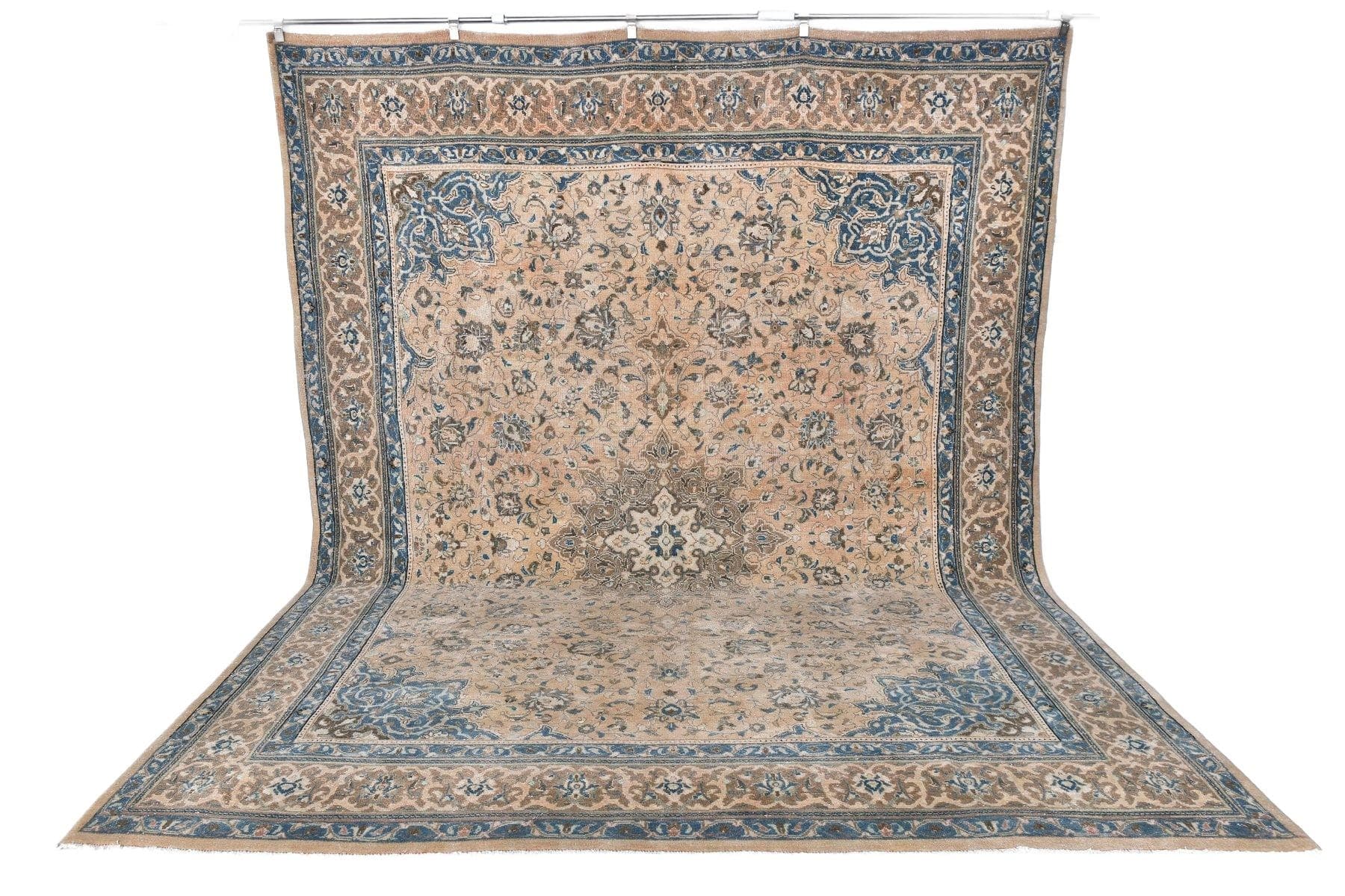 Dywan 391x298 cm, beżowy, wełna, lata 60.