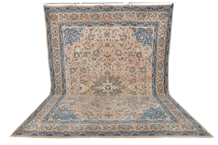 Dywan 391x298 cm, beżowy, wełna, lata 60.