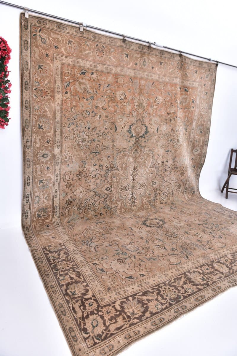 Dywan 380x295 cm, brązowy, wełna, Turcja, lata 60. - 219653