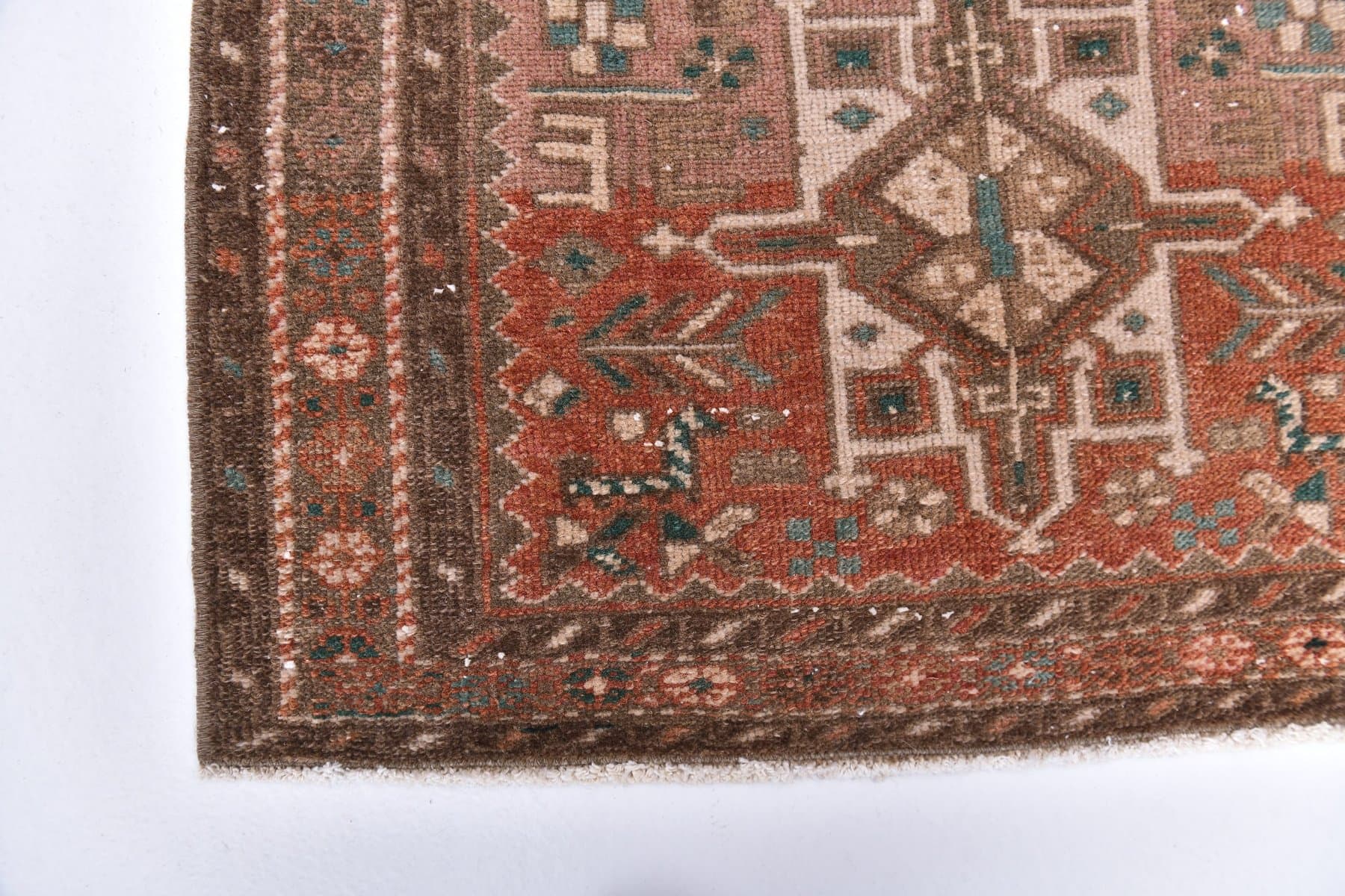 Chodnik 77x420 cm, brązowy, wełna, lata 60. - 218303