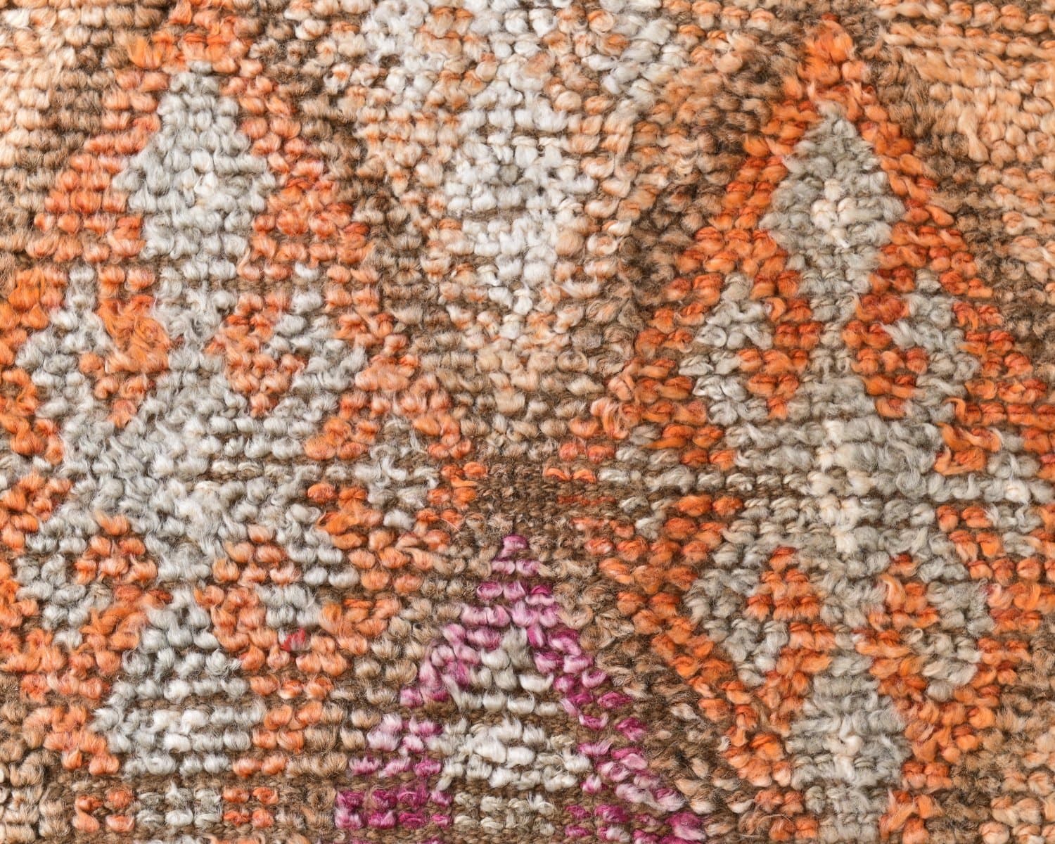 Chodnik 76x406 cm, pomarańczowy, zielony, wełna, lata 70. - 218258