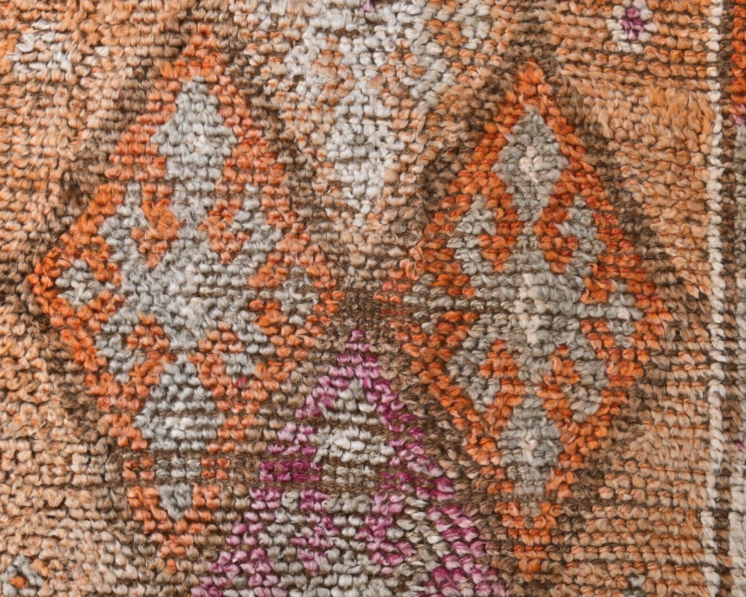 Chodnik 76x406 cm, pomarańczowy, zielony, wełna, lata 70. - 218259