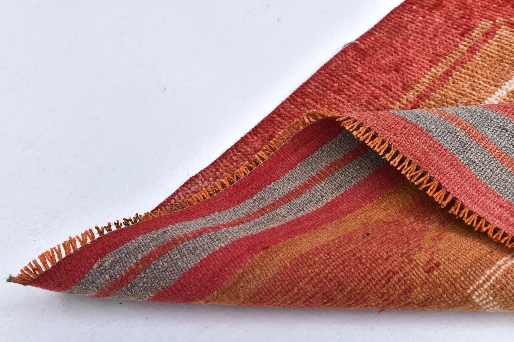 Chodnik 80x329 cm, czerwony, pomarańczowy, wełna, lata 70. - 218195